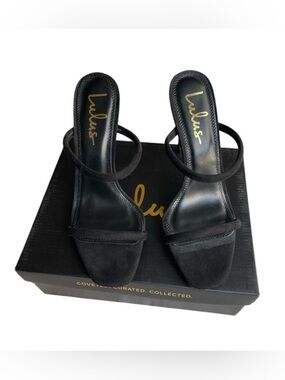 Lulu's Theyaa Black Suede Square-Toe High Heel 9